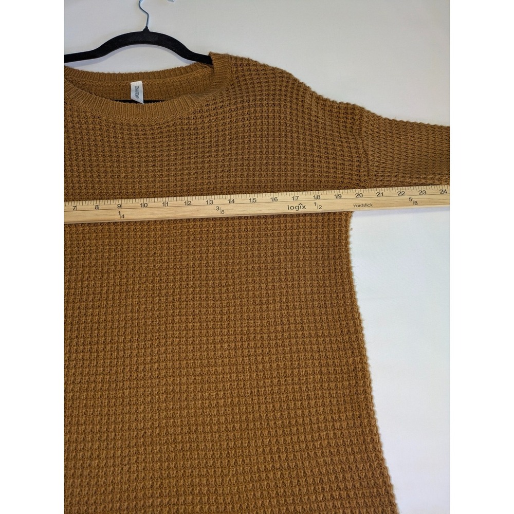 Zenana Premium Knit Sweater Small Camel Brown Waffle Texture Cozy Casual Tunic - Picture 4 of 7